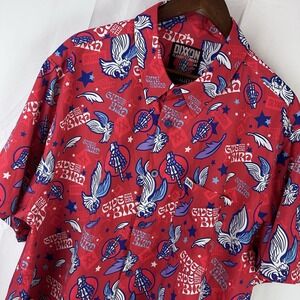 Dixxon Short Sleeve Shirt Mens‎ 2X Red Give Em The Bird D-Lite Button Up Stretch